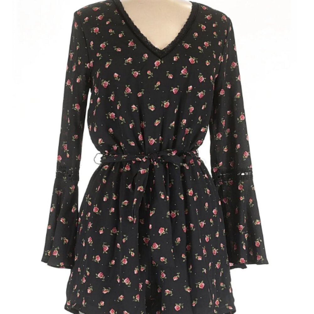 Disney Princess Womens Medium Floral Romper Bell Sleeves